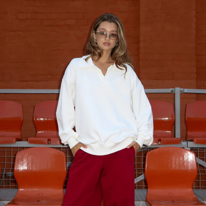 Damer avslappnad polo t-shirt och vidare byxor set Mirla-Eva Jonsson