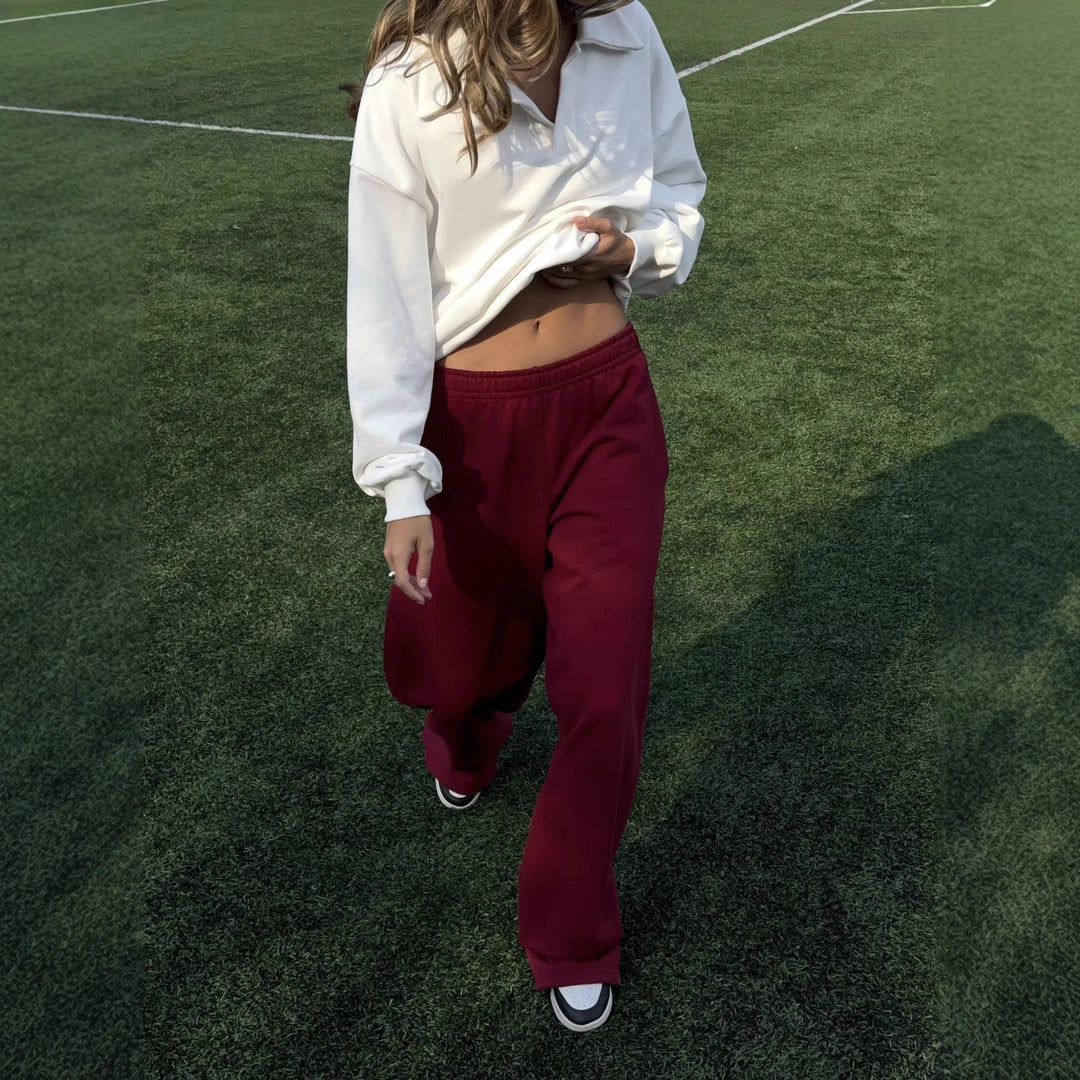 Damer avslappnad polo t-shirt och vidare byxor set Mirla-Eva Jonsson