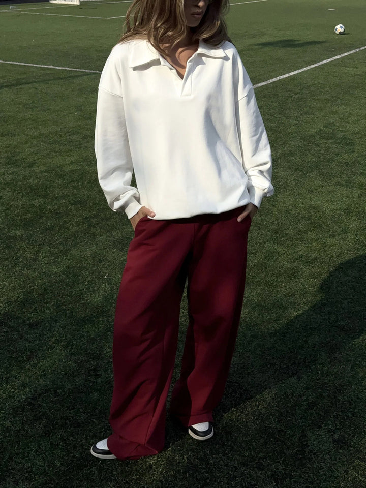 Damer avslappnad polo t-shirt och vidare byxor set Mirla-Eva Jonsson