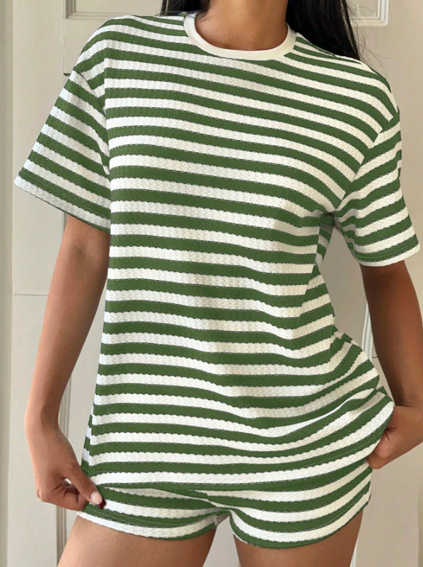Damer avslappnad randig T-shirt med högkvalitativ struktur Eva Jonsson-Eva Jonsson