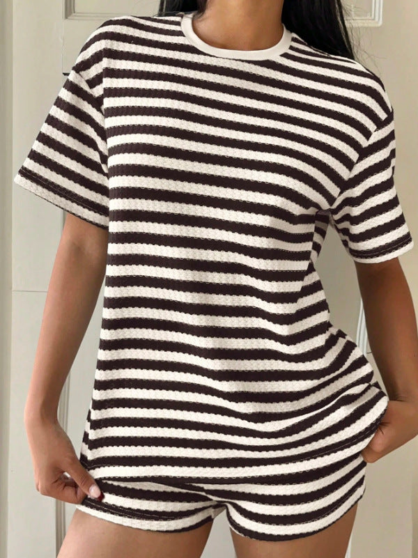 Damer avslappnad randig T-shirt med högkvalitativ struktur Eva Jonsson-Eva Jonsson