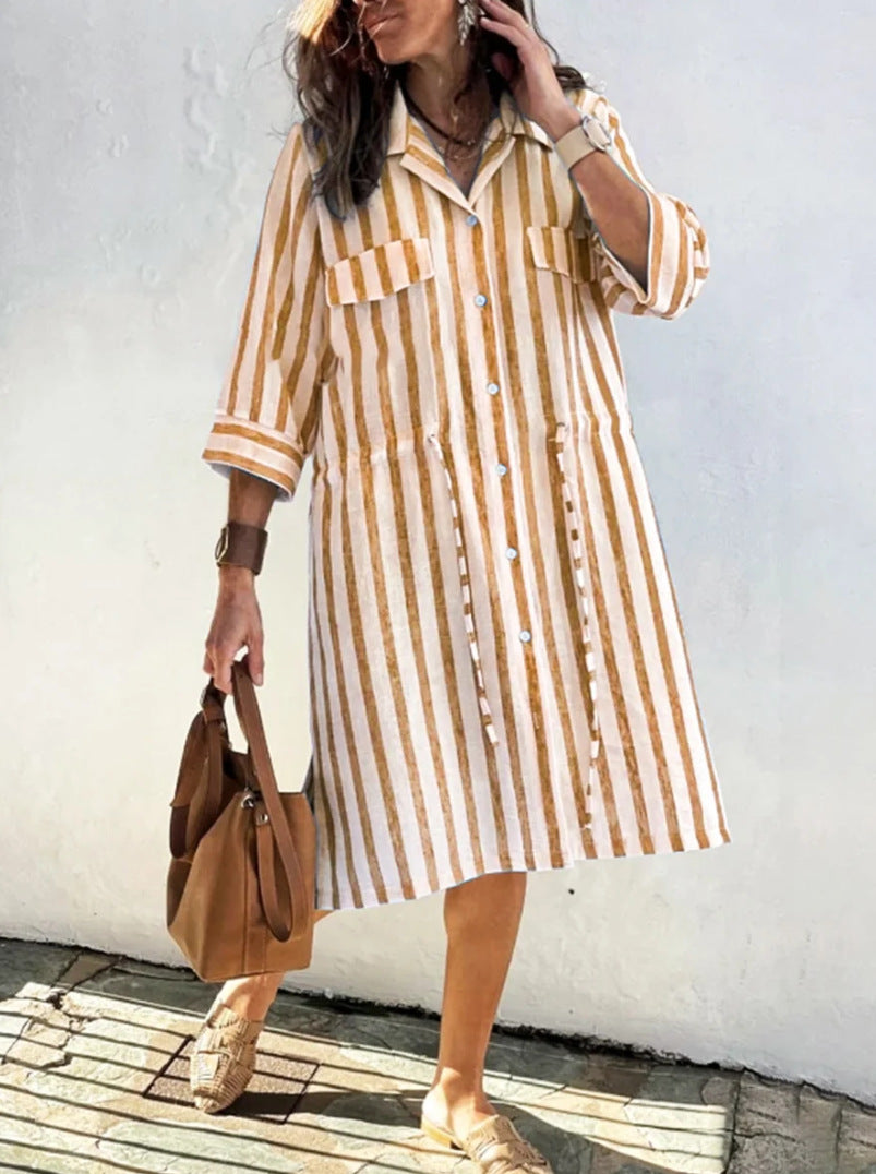 Damer avslappnad randig skjortklänning Eva Jonsson-Eva Jonsson