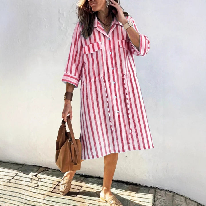 Damer avslappnad randig skjortklänning Eva Jonsson-Eva Jonsson