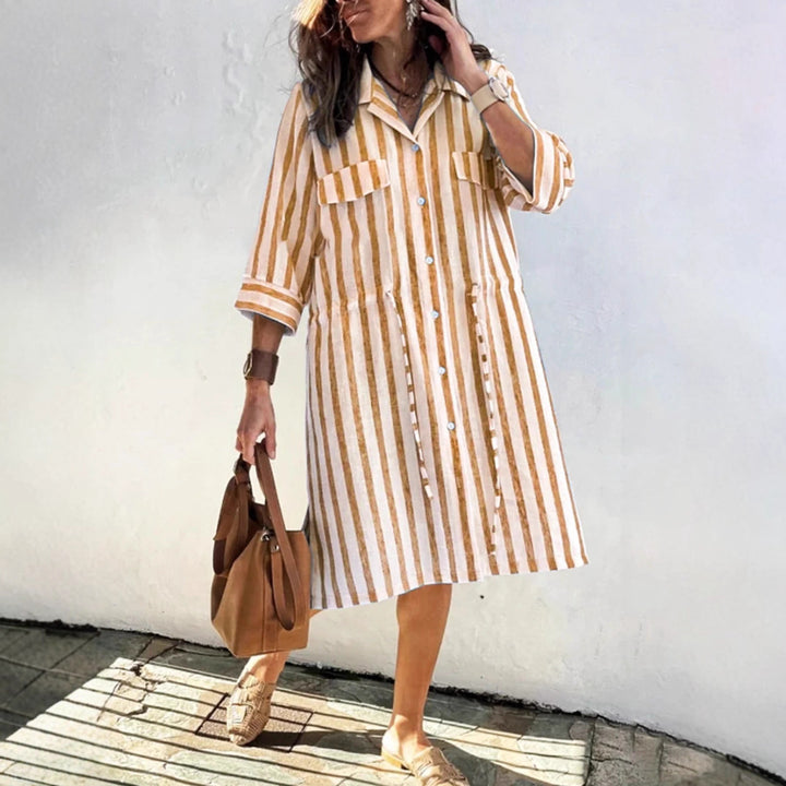 Damer avslappnad randig skjortklänning Eva Jonsson-Eva Jonsson