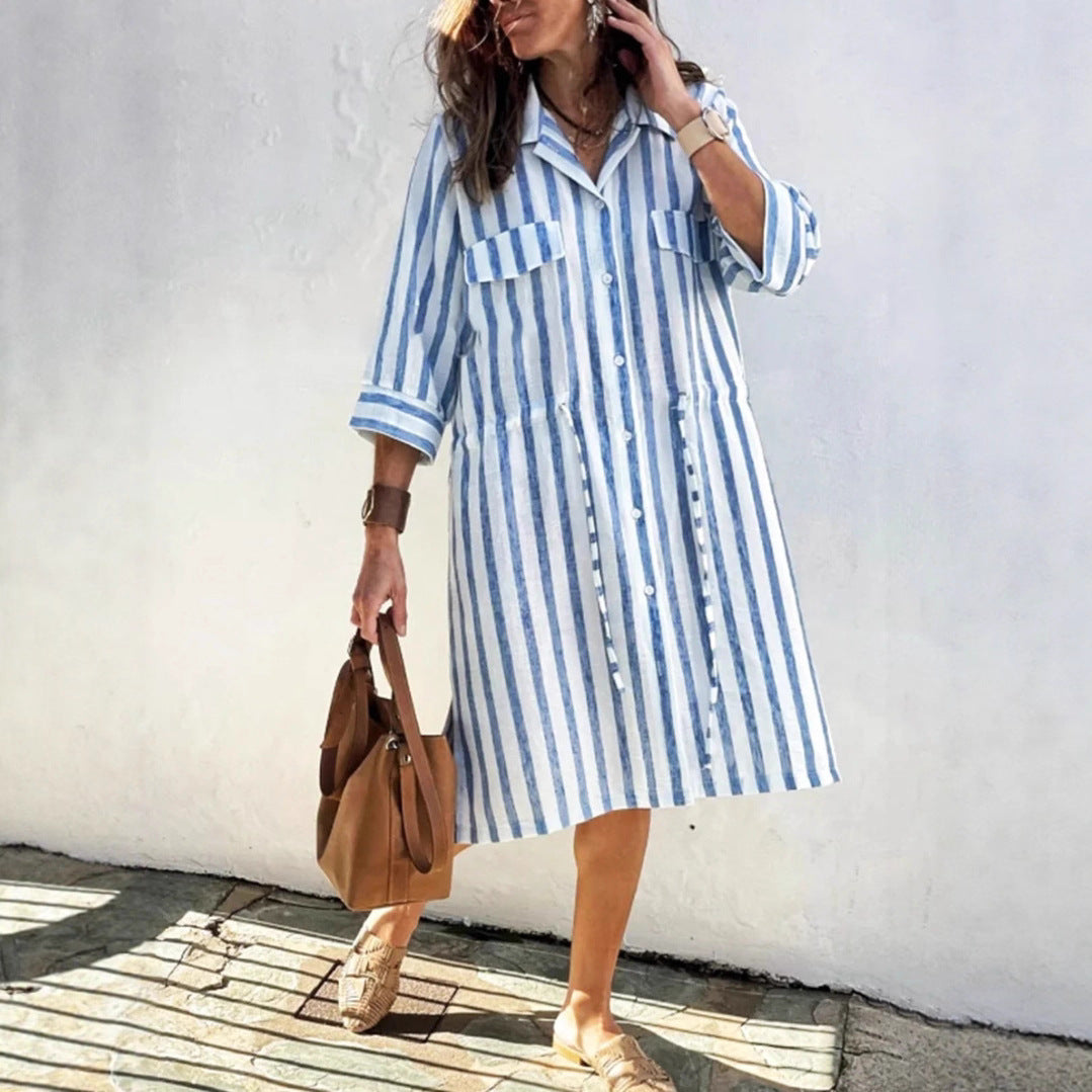 Damer avslappnad randig skjortklänning Eva Jonsson-Eva Jonsson