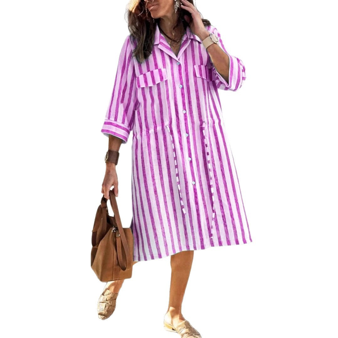 Damer avslappnad randig skjortklänning Eva Jonsson-Eva Jonsson