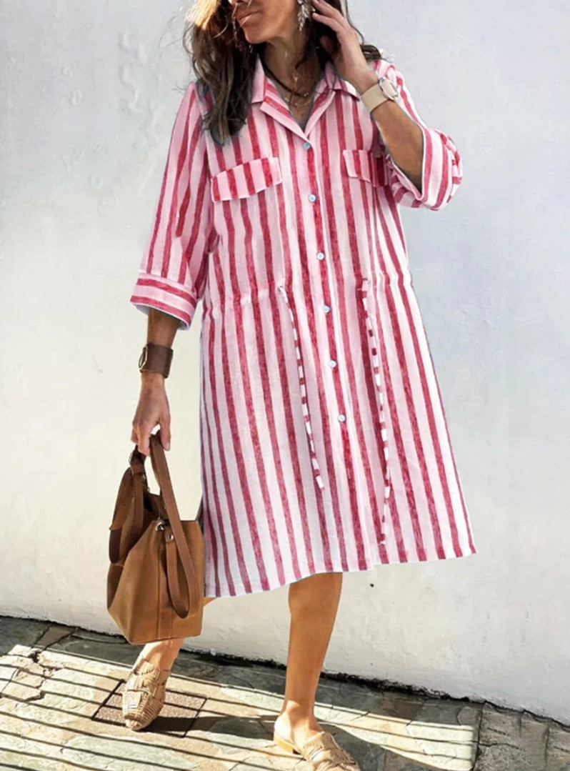 Damer avslappnad randig skjortklänning Eva Jonsson-Eva Jonsson