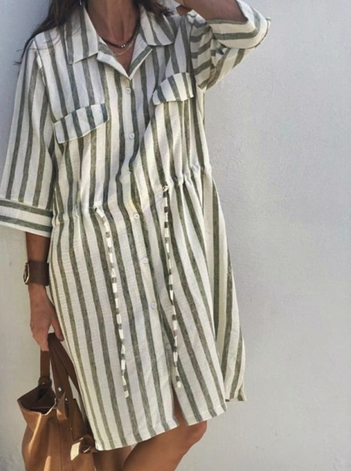 Damer avslappnad randig skjortklänning Eva Jonsson-Eva Jonsson