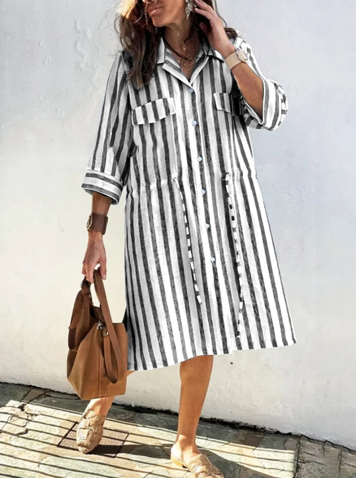 Damer avslappnad randig skjortklänning Eva Jonsson-Eva Jonsson