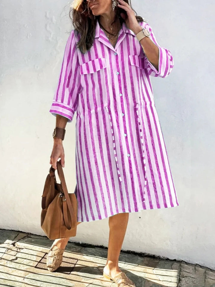 Damer avslappnad randig skjortklänning Eva Jonsson-Eva Jonsson