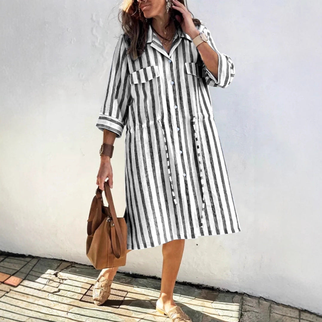 Damer avslappnad randig skjortklänning Eva Jonsson-Eva Jonsson