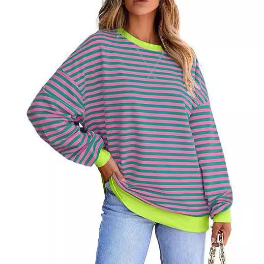 Damer avslappnad randig sweatshirt med oversized passform och bekväma detaljer Eva Jonsson-Eva Jonsson