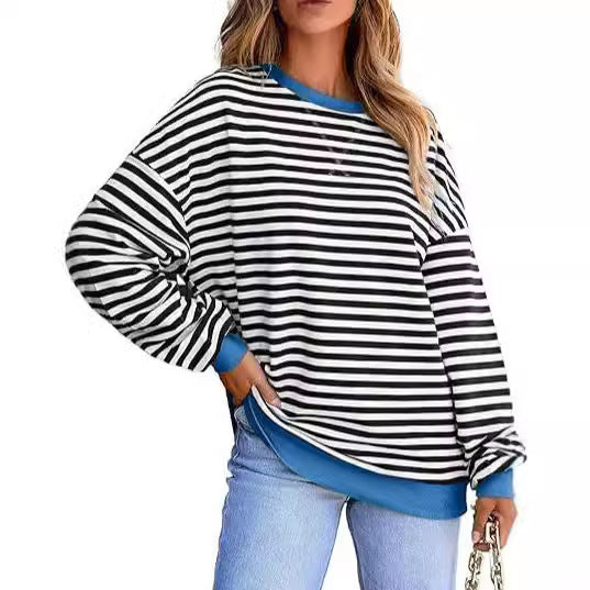 Damer avslappnad randig sweatshirt med oversized passform och bekväma detaljer Mirla-Eva Jonsson