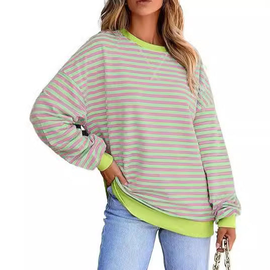 Damer avslappnad randig sweatshirt med oversized passform och bekväma detaljer Mirla-Eva Jonsson