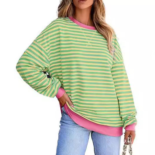 Damer avslappnad randig sweatshirt med oversized passform och bekväma detaljer Mirla-Eva Jonsson
