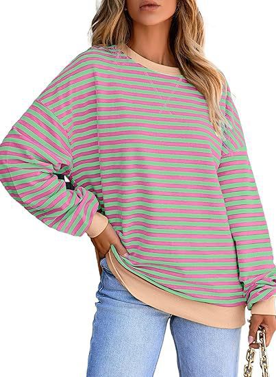 Damer avslappnad randig sweatshirt med oversized passform och bekväma detaljer Mirla-Eva Jonsson