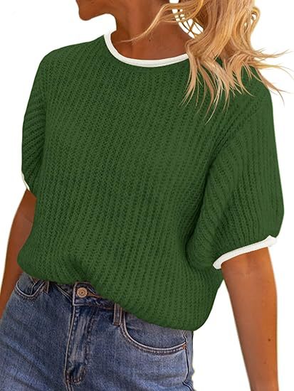 Damer avslappnad ribbad stickad topp med kontrasterande avslut Eva Jonsson-Eva Jonsson