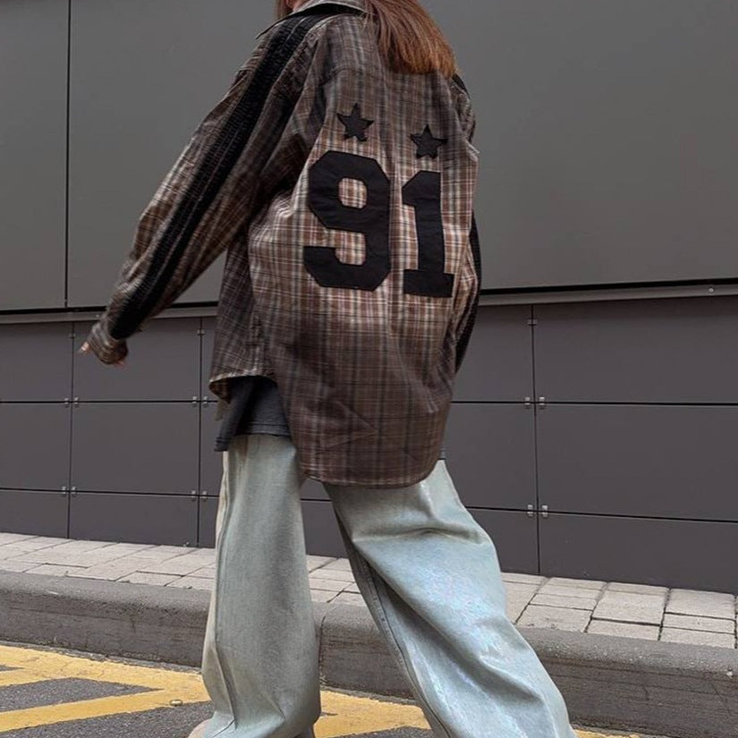 Damer avslappnad rutig oversize skjortjacka Mirla-Eva Jonsson