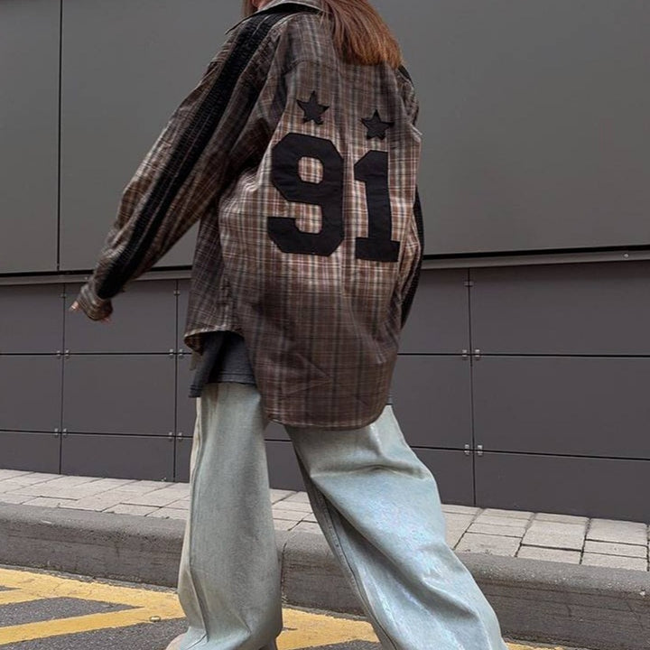Damer avslappnad rutig oversize skjortjacka Mirla-Eva Jonsson