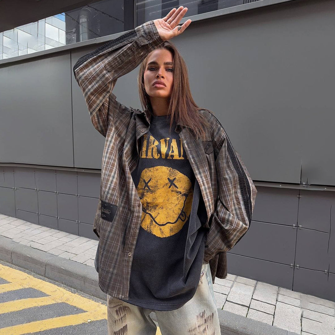 Damer avslappnad rutig oversize skjortjacka Mirla-Eva Jonsson