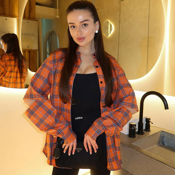 Damer avslappnad rutigt skjorta med oversized passform Mirla-Eva Jonsson