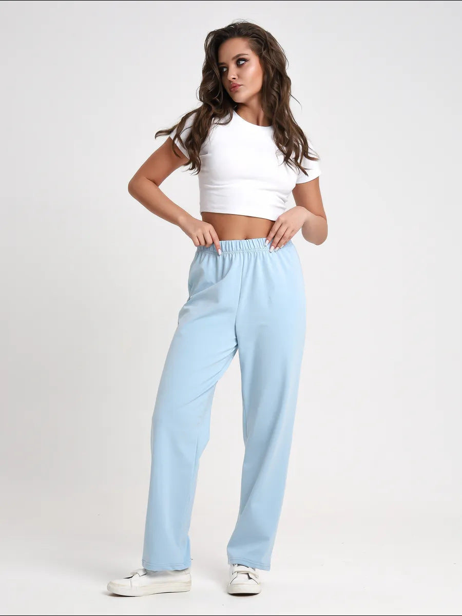 Damer avslappnad set med cropped topp och vida tygbyxor Mirla-Eva Jonsson