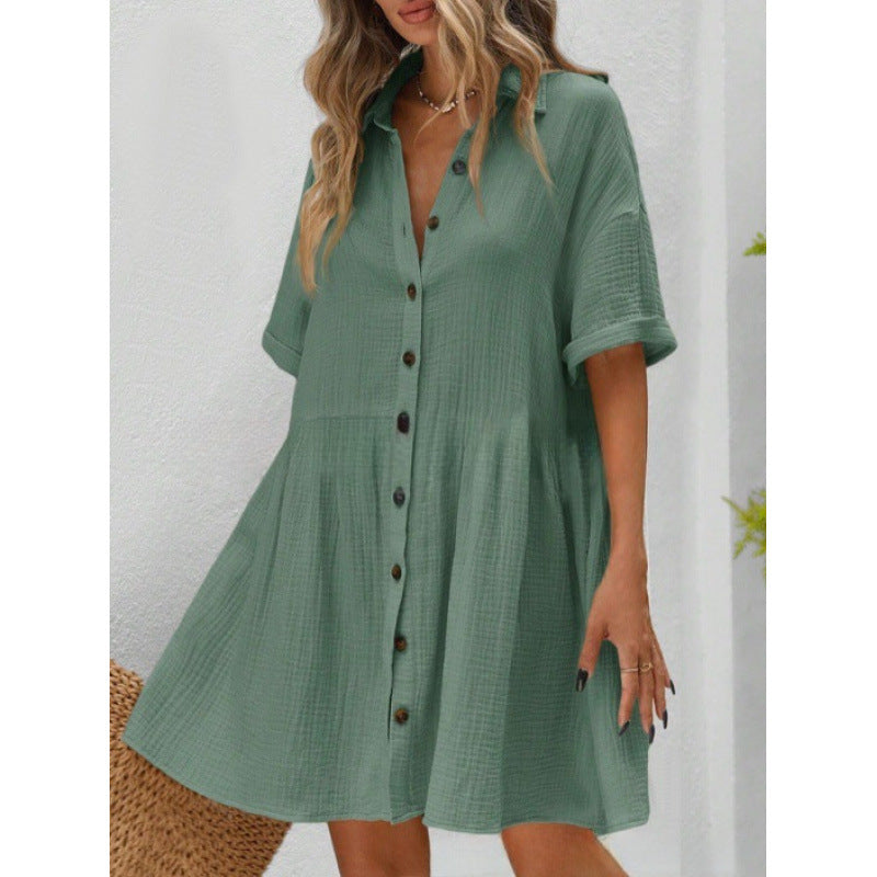 Damer avslappnad skjortklänning i lätt tyg med knapplist Mirla-Eva Jonsson