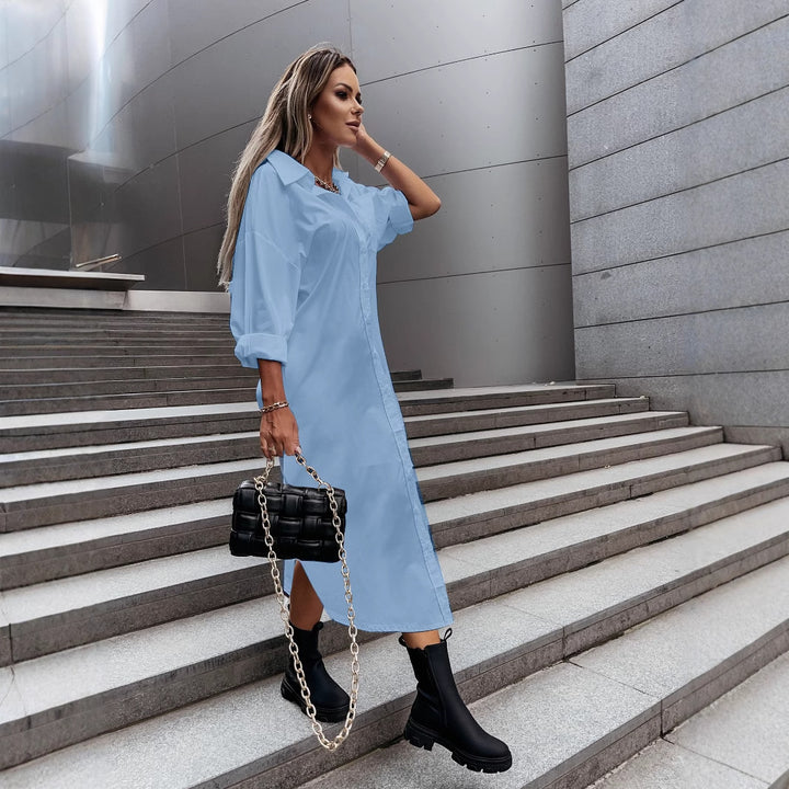 Damer avslappnad skjortklänning med klassiska knappar och oversized snitt Mirla-Eva Jonsson