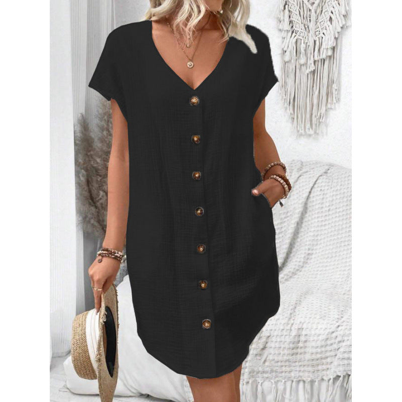 Damer avslappnad skjortklänning med knappdetaljer och sidfickor Eva Jonsson-Eva Jonsson