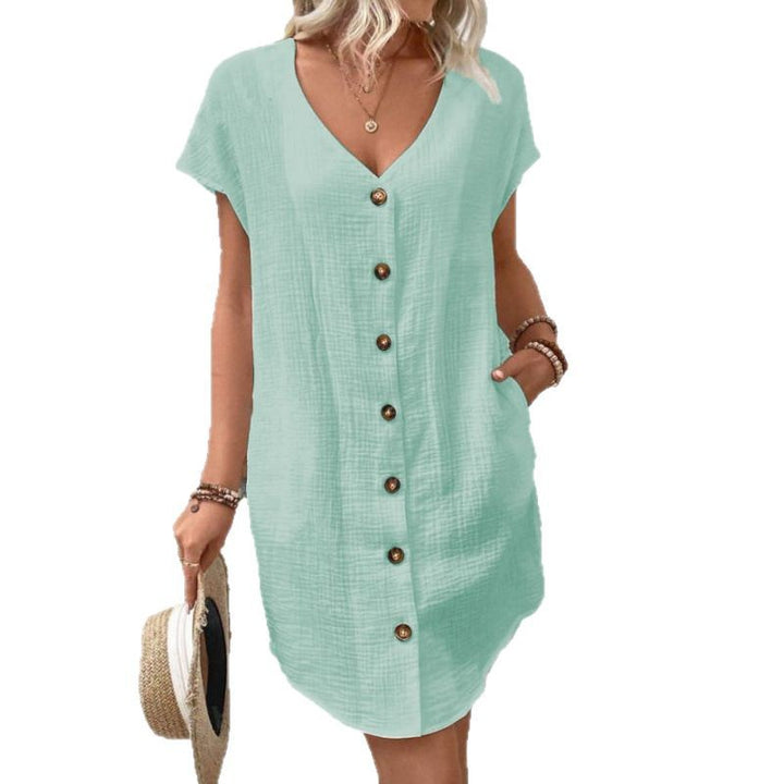 Damer avslappnad skjortklänning med knappdetaljer och sidfickor Eva Jonsson-Eva Jonsson