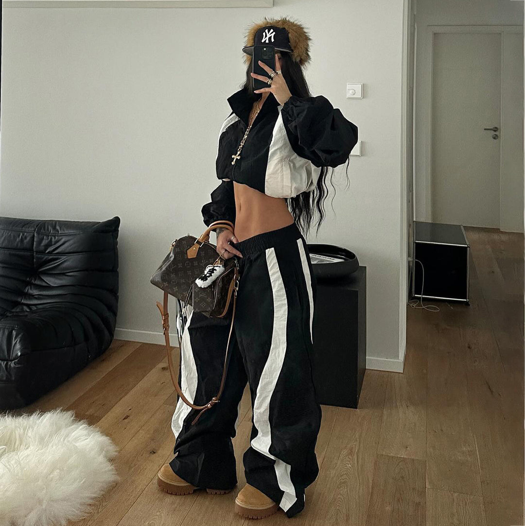 Damer avslappnad sportdräkt med cropped jacka och vida byxor Mirla-Eva Jonsson