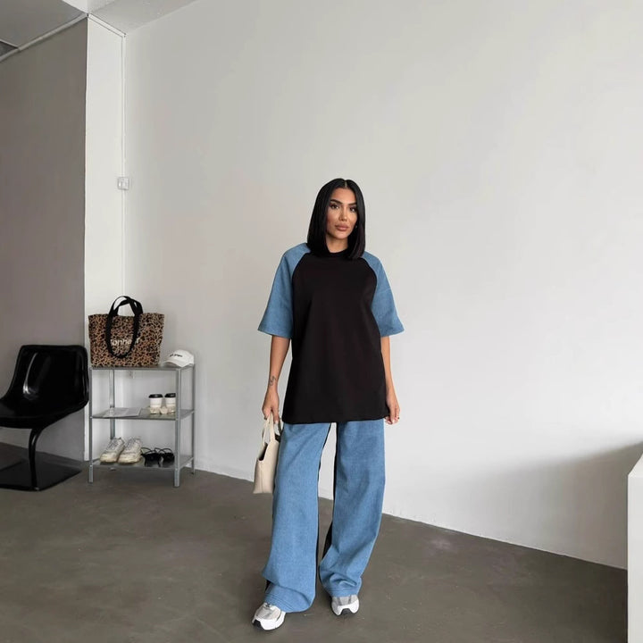 Damer avslappnad sportdräkt set med oversized topp och vid ben Mirla-Eva Jonsson