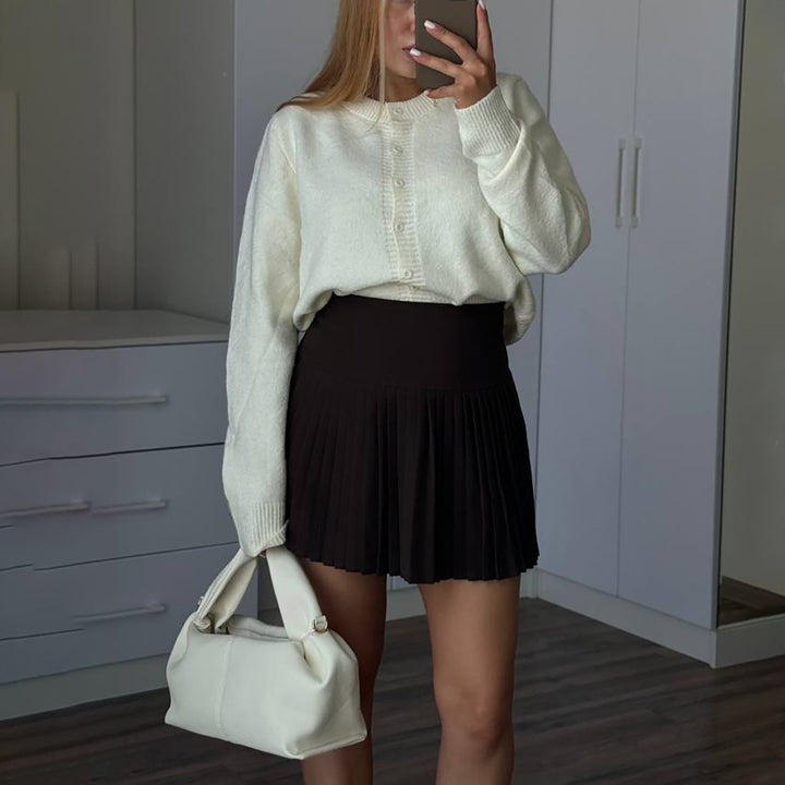 Damer avslappnad st cardigan med knappslå och fast ribbad mudd Mirla-Eva Jonsson