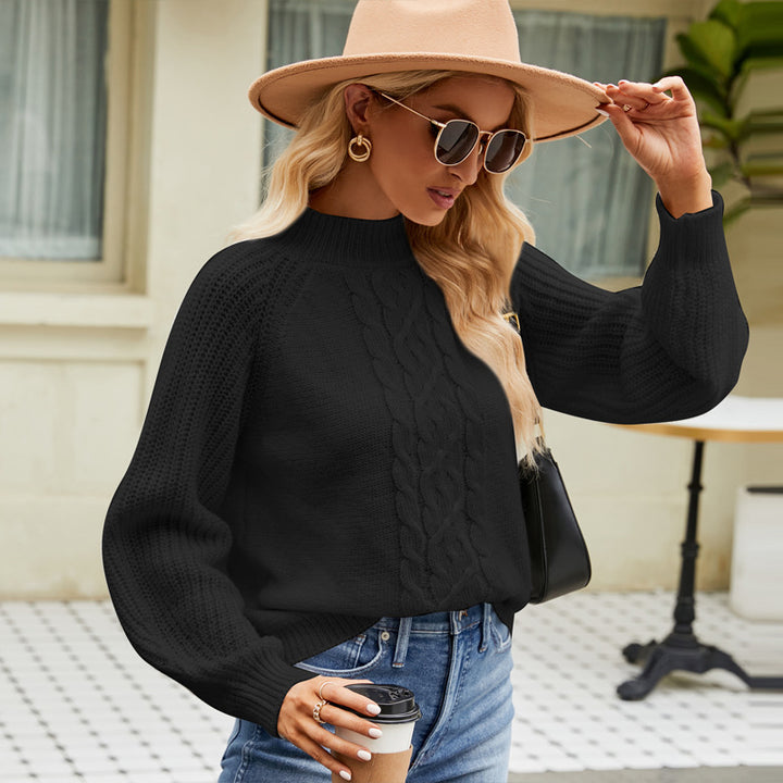 Damer avslappnad stickad tröja med modern flätmönster Mirla-Eva Jonsson