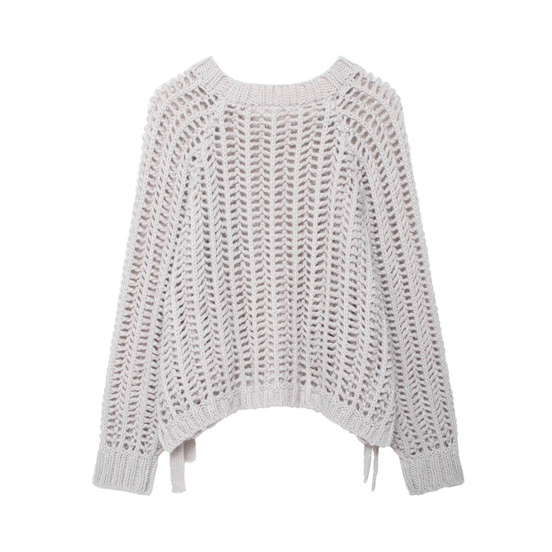 Damer avslappnad stickad tröja med trendiga bindsnören Mirla-Eva Jonsson