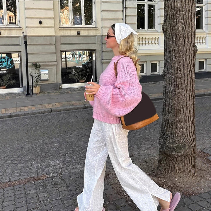 Damer avslappnad stickad tröja med vida ärmar Eva Jonsson-Eva Jonsson