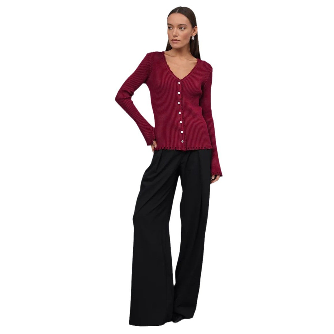 Damer avslappnad, strukturerad kofta med fransar Mirla-Eva Jonsson