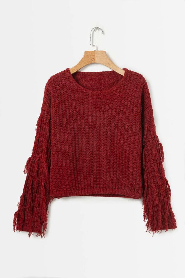 Damer avslappnad strukturtröja med fransiga ärmar Eva Jonsson-Eva Jonsson