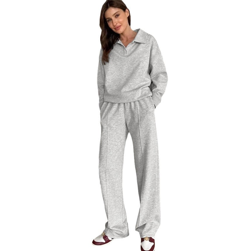 Damer avslappnad sweat-outfit med loose fit och polokrage Mirla-Eva Jonsson