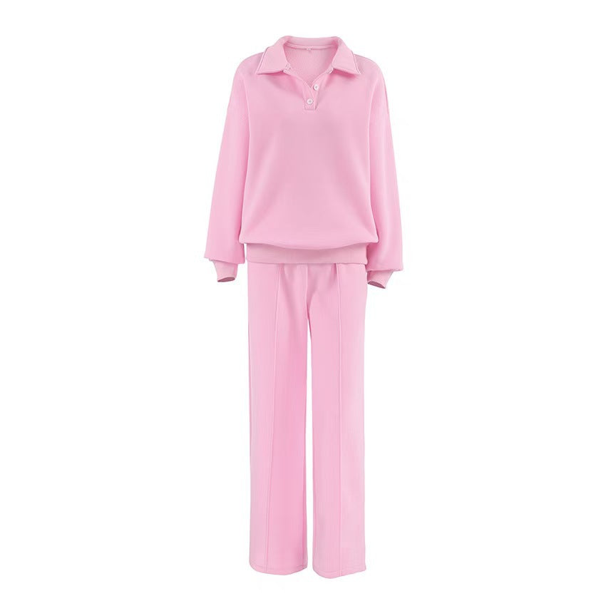 Damer avslappnad sweat-outfit med loose fit och polokrage Mirla-Eva Jonsson