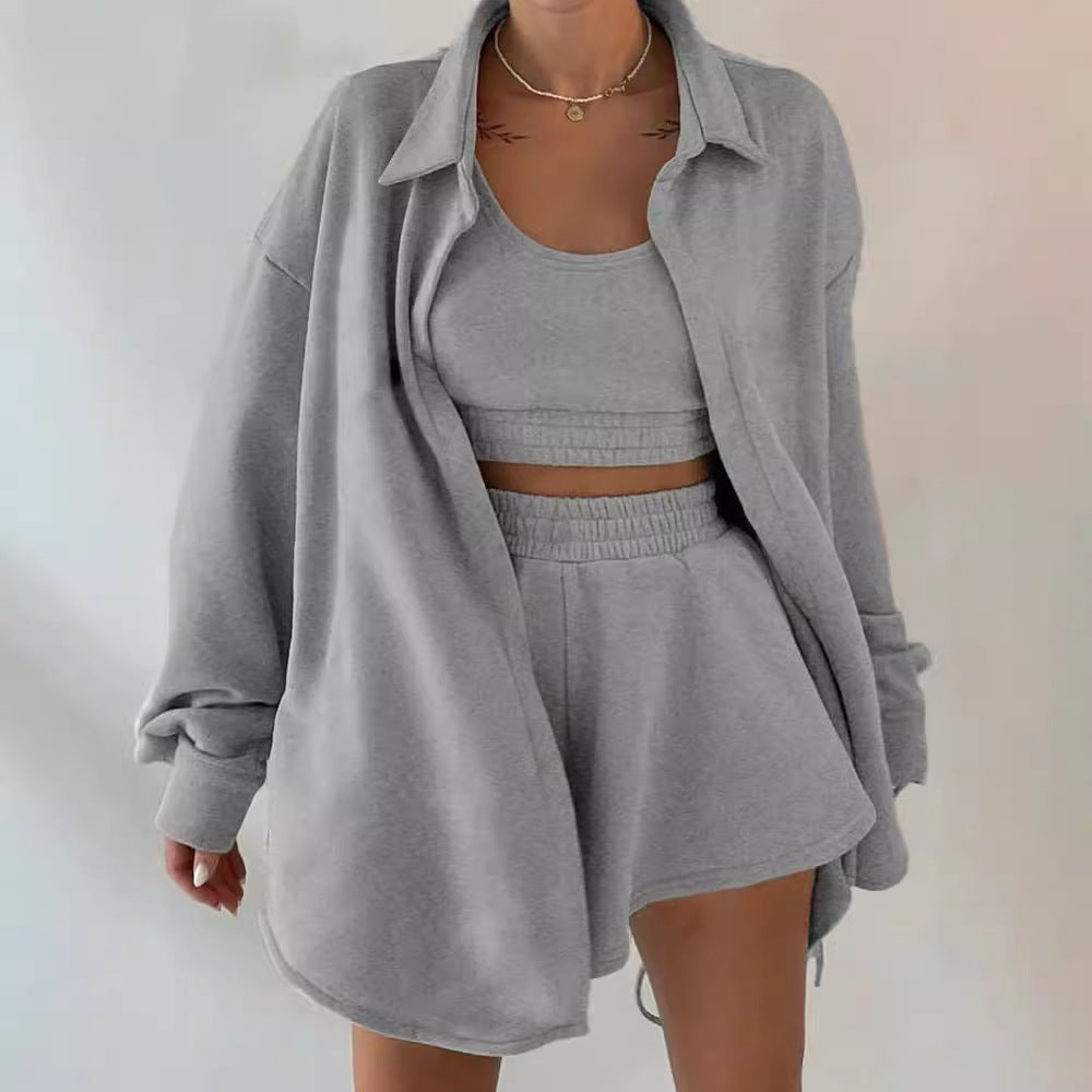 Damer avslappnad sweat-outfit med oversize jacka och shorts Eva Jonsson-Eva Jonsson