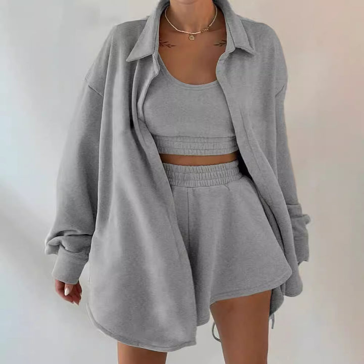 Damer avslappnad sweat-outfit med oversize jacka och shorts Eva Jonsson-Eva Jonsson