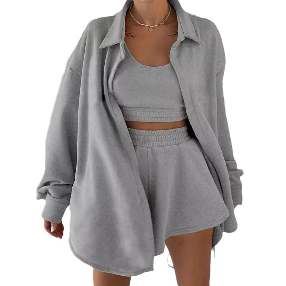 Damer avslappnad sweat-outfit med oversize jacka och shorts Eva Jonsson-Eva Jonsson