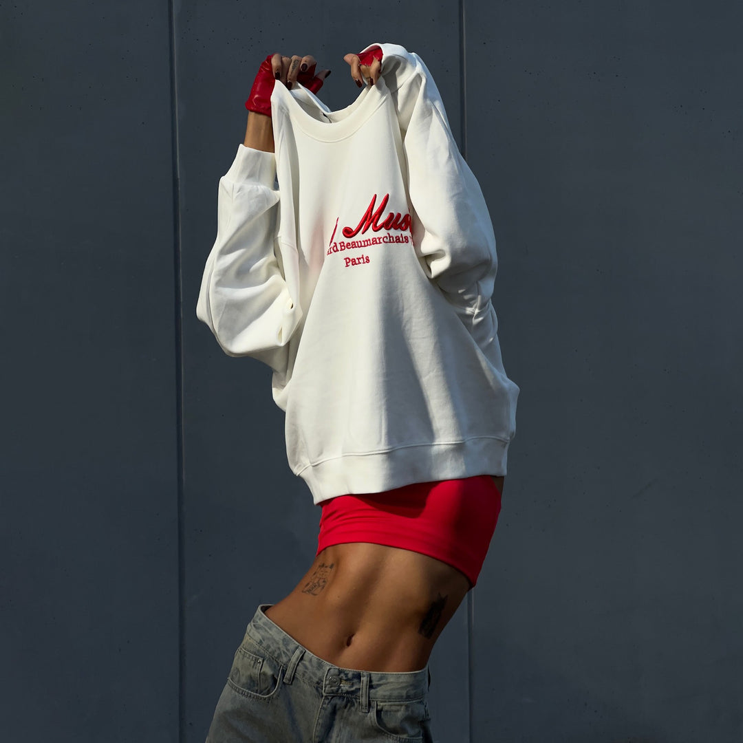 Damer avslappnad sweatshirt med grafisk text Mirla-Eva Jonsson