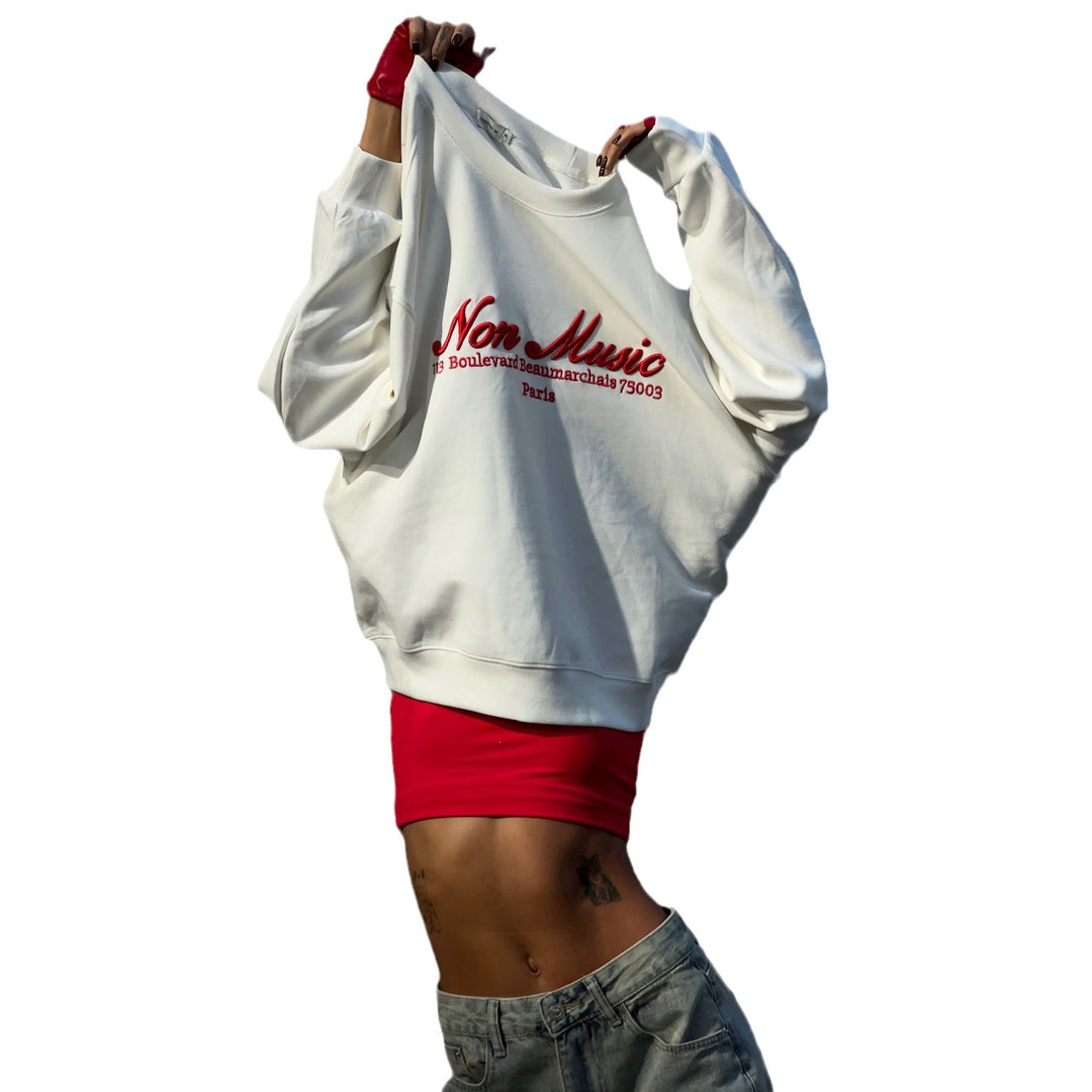 Damer avslappnad sweatshirt med grafisk text Mirla-Eva Jonsson
