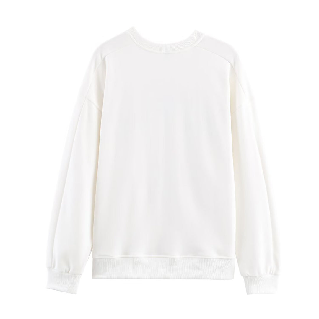 Damer avslappnad sweatshirt med kreativt tryck Mirla-Eva Jonsson