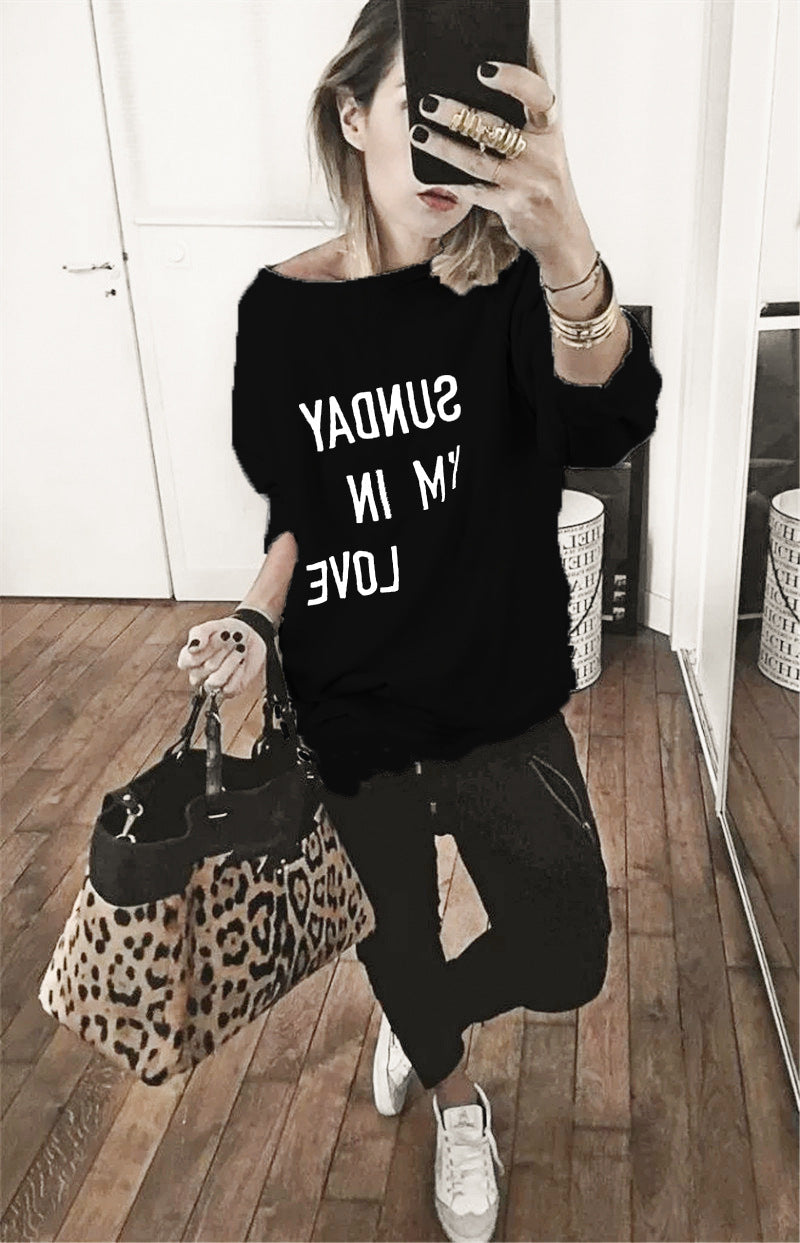 Damer avslappnad sweatshirt med kreativt tryck Mirla-Eva Jonsson