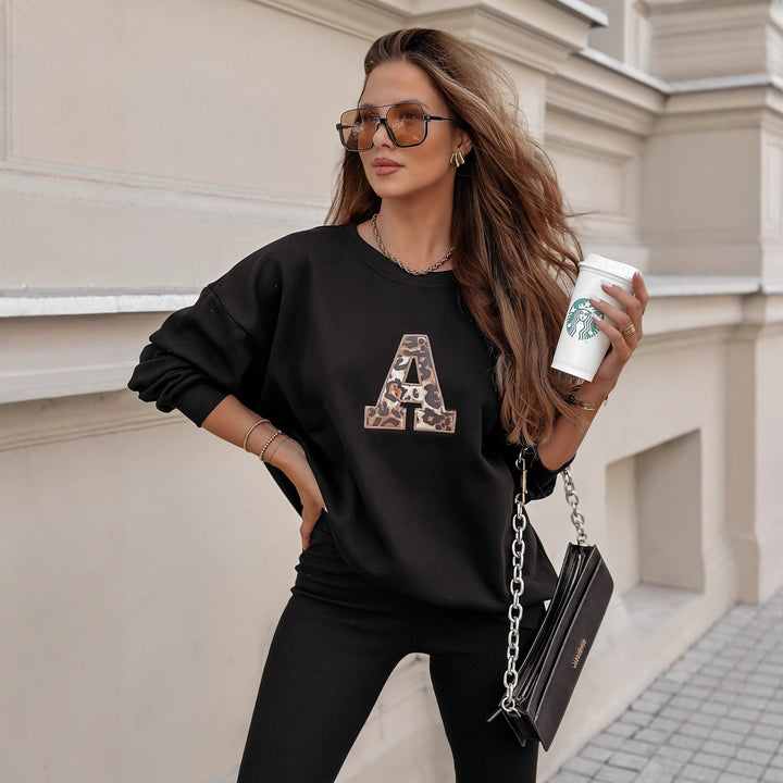 Damer avslappnad sweatshirt med leopardmönster Strass Mirla-Eva Jonsson