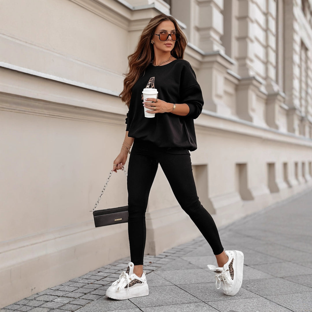 Damer avslappnad sweatshirt med leopardmönster Strass Mirla-Eva Jonsson