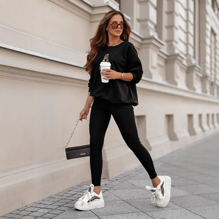 Damer avslappnad sweatshirt med leopardmönster Strass Mirla-Eva Jonsson